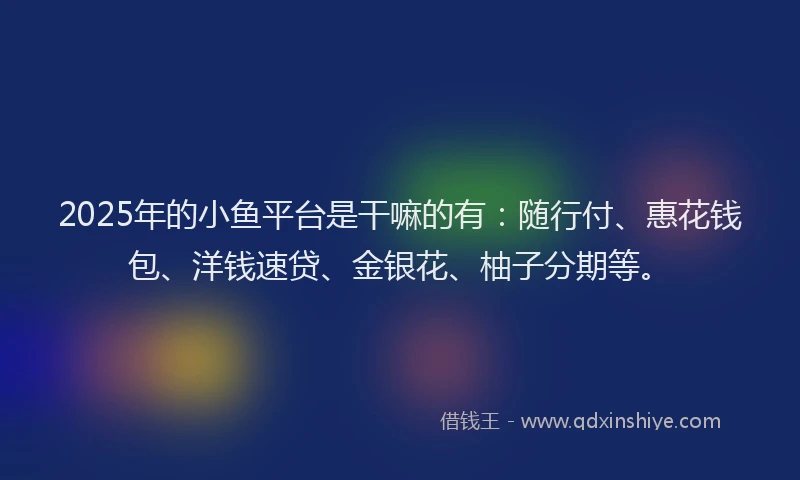 2025年的小鱼平台是干嘛的有：随行付、惠花钱包、洋钱速贷、金银花、柚子分期等。