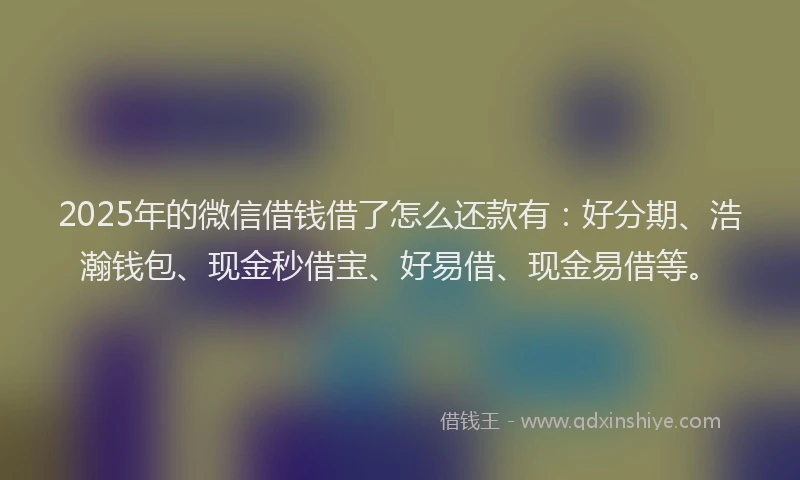 2025年的微信借钱借了怎么还款有：好分期、浩瀚钱包、现金秒借宝、好易借、现金易借等。
