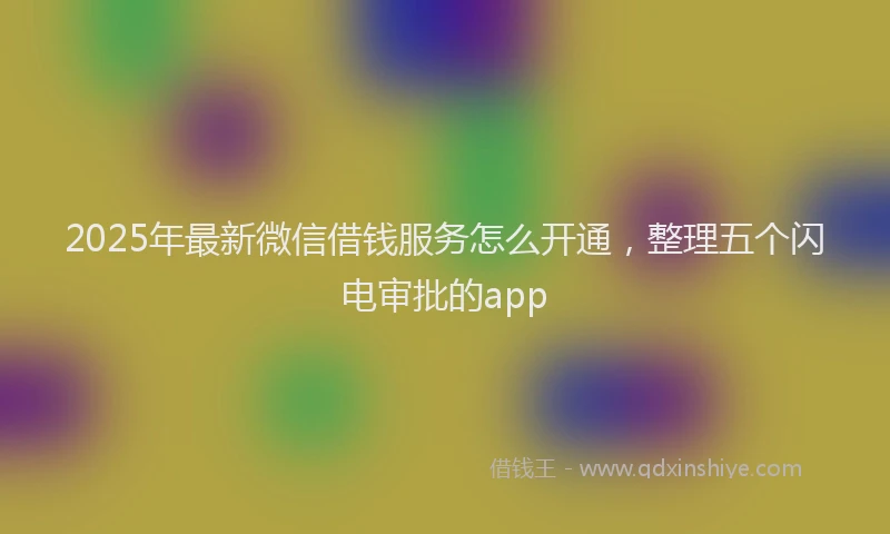 2025年最新微信借钱服务怎么开通，整理五个闪电审批的app