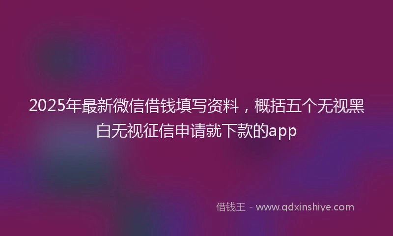 2025年最新微信借钱填写资料，概括五个无视黑白无视征信申请就下款的app