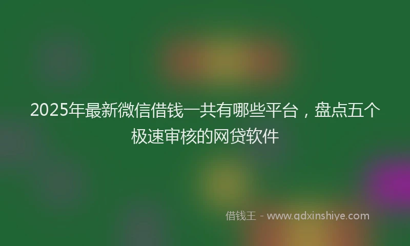 2025年最新微信借钱一共有哪些平台，盘点五个极速审核的网贷软件