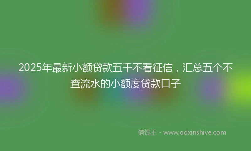 2025年最新小额贷款五千不看征信，汇总五个不查流水的小额度贷款口子