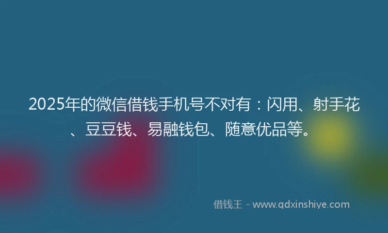 2025年的微信借钱手机号不对有：闪用、射手花、豆豆钱、易融钱包、随意优品等。