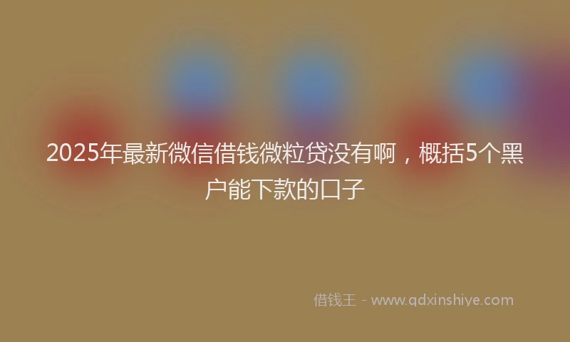 2025年最新微信借钱微粒贷没有啊，概括5个黑户能下款的口子