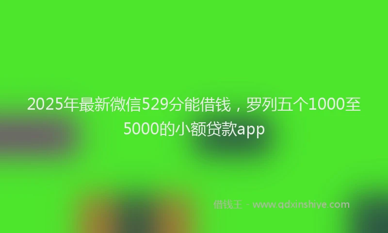 2025年最新微信529分能借钱，罗列五个1000至5000的小额贷款app