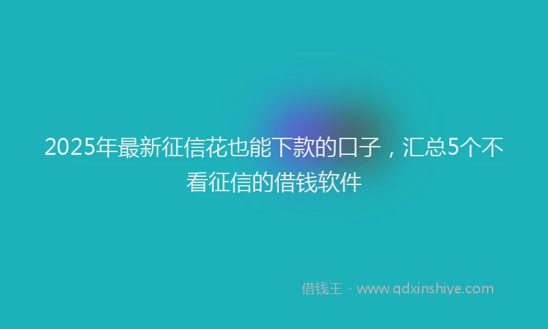 2025年最新征信花也能下款的口子，汇总5个不看征信的借钱软件