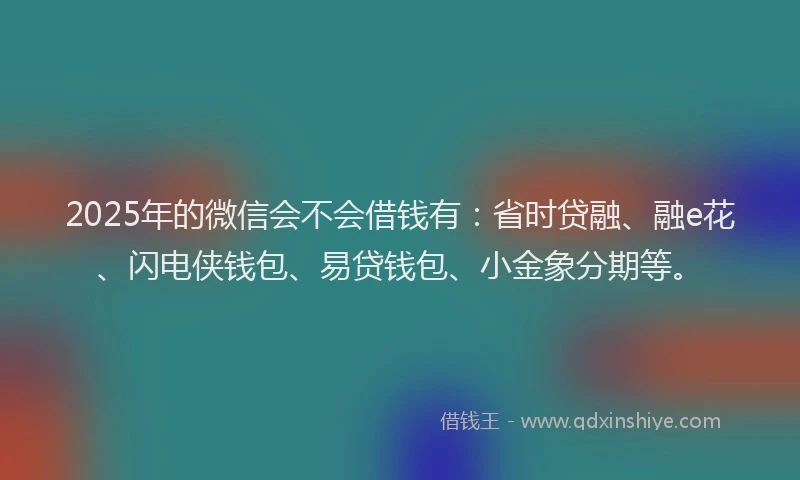 2025年的微信会不会借钱有：省时贷融、融e花、闪电侠钱包、易贷钱包、小金象分期等。