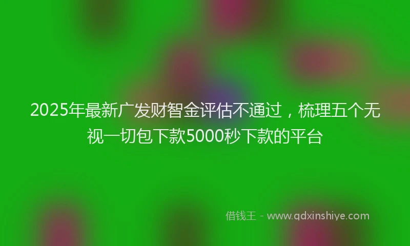 2025年最新广发财智金评估不通过，梳理五个无视一切包下款5000秒下款的平台