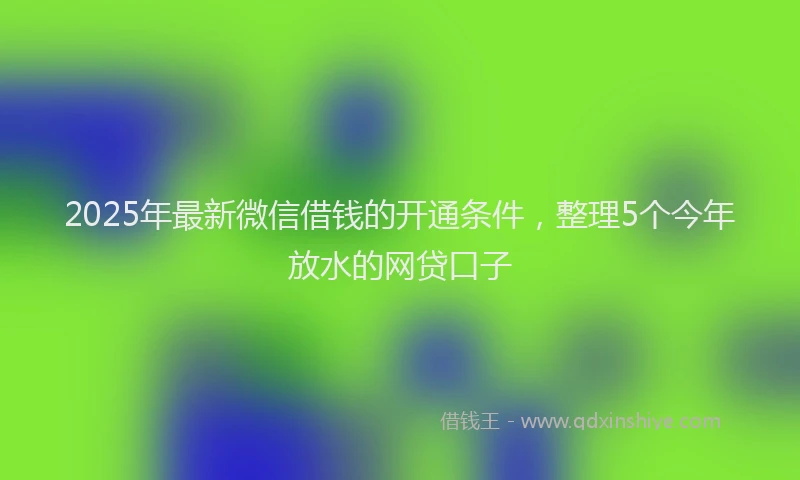 2025年最新微信借钱的开通条件，整理5个今年放水的网贷口子