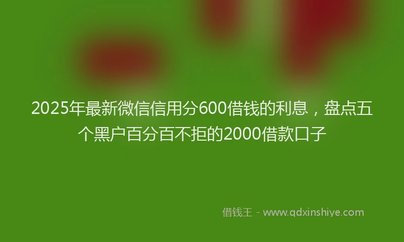 2025年最新微信信用分600借钱的利息，盘点五个黑户百分百不拒的2000借款口子