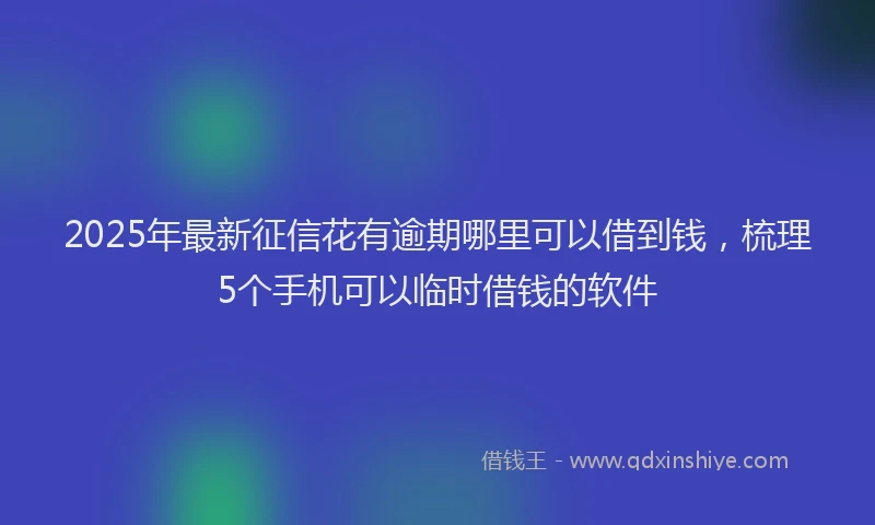 2025年最新征信花有逾期哪里可以借到钱，梳理5个手机可以临时借钱的软件