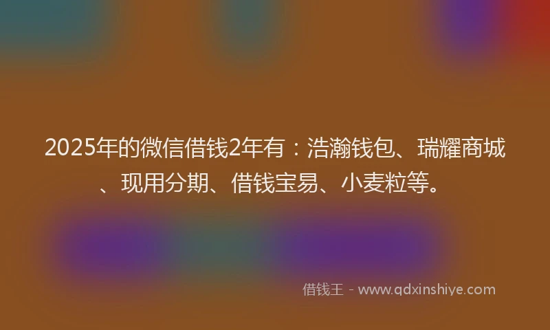 2025年的微信借钱2年有：浩瀚钱包、瑞耀商城、现用分期、借钱宝易、小麦粒等。