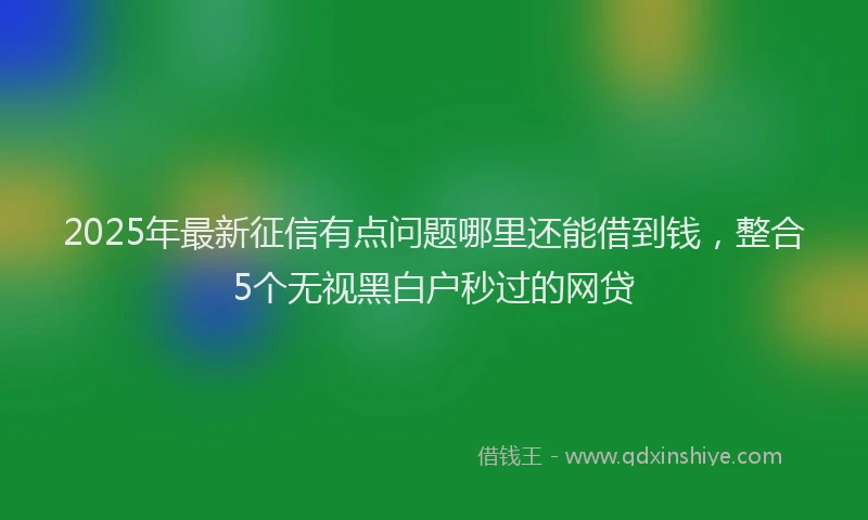 2025年最新征信有点问题哪里还能借到钱，整合5个无视黑白户秒过的网贷