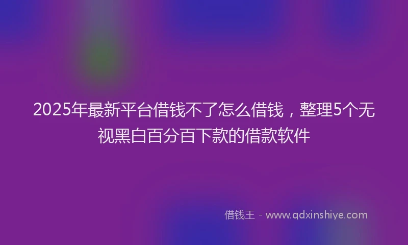 2025年最新平台借钱不了怎么借钱，整理5个无视黑白百分百下款的借款软件