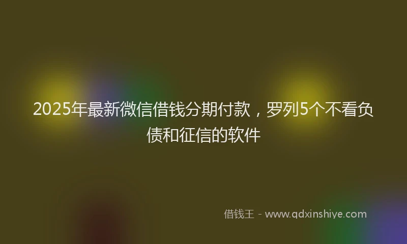 2025年最新微信借钱分期付款，罗列5个不看负债和征信的软件