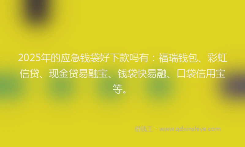 2025年的应急钱袋好下款吗有：福瑞钱包、彩虹信贷、现金贷易融宝、钱袋快易融、口袋信用宝等。