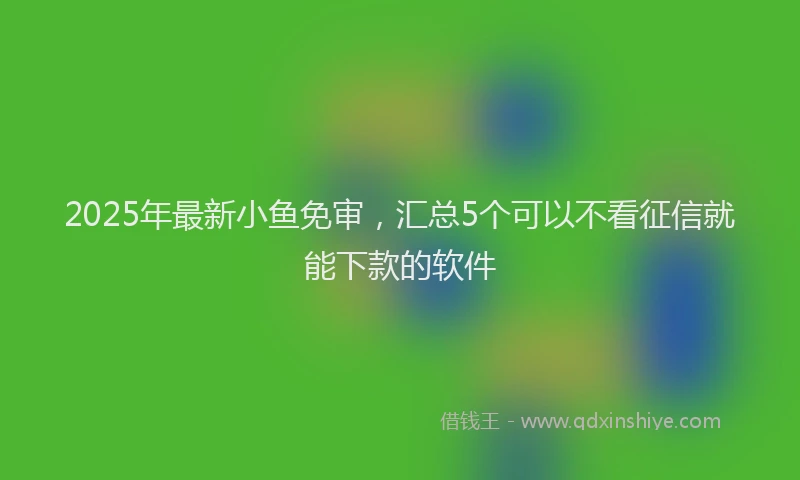 2025年最新小鱼免审，汇总5个可以不看征信就能下款的软件