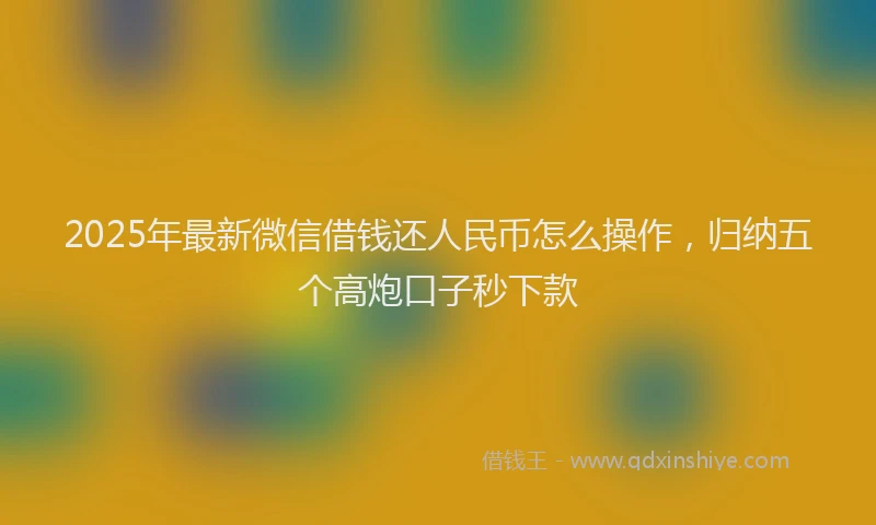 2025年最新微信借钱还人民币怎么操作，归纳五个高炮口子秒下款