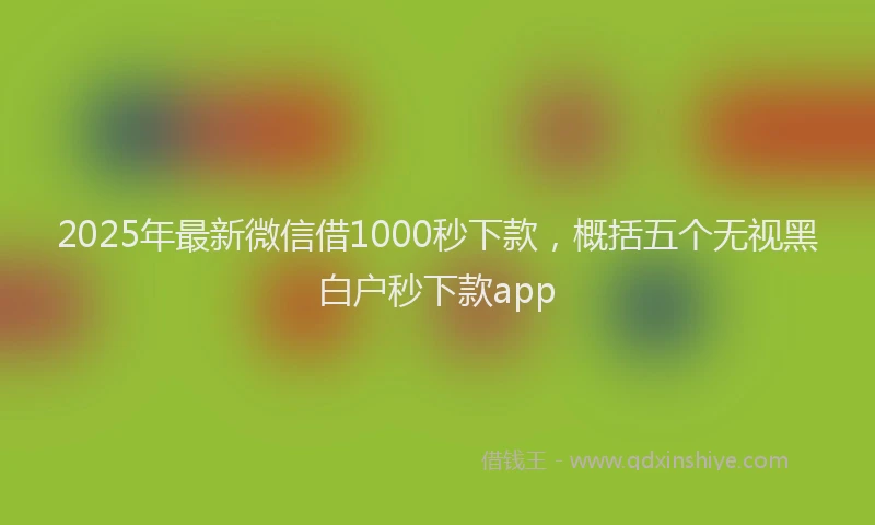 2025年最新微信借1000秒下款，概括五个无视黑白户秒下款app