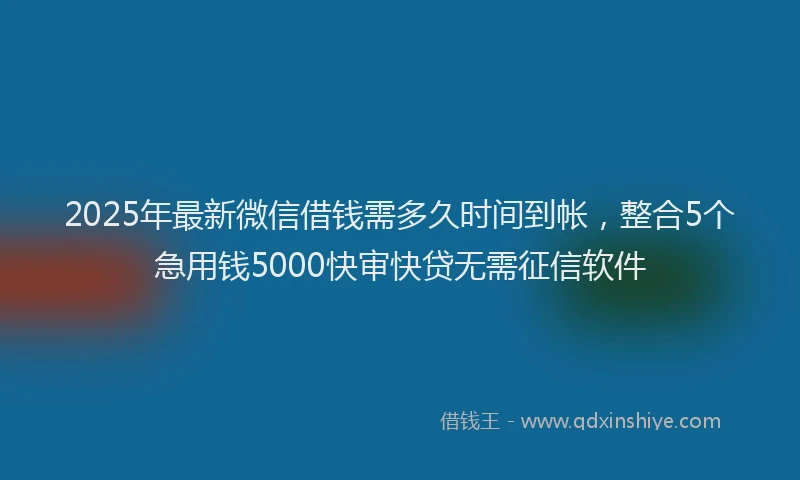 2025年最新微信借钱需多久时间到帐，整合5个急用钱5000快审快贷无需征信软件