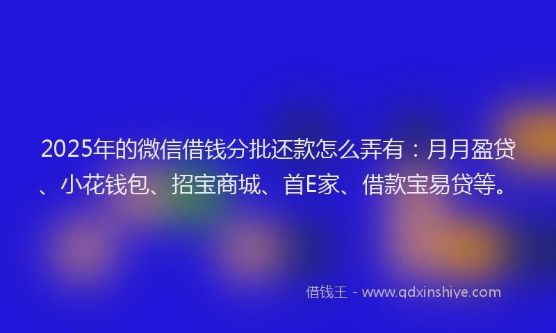 2025年的微信借钱分批还款怎么弄有：月月盈贷、小花钱包、招宝商城、首E家、借款宝易贷等。