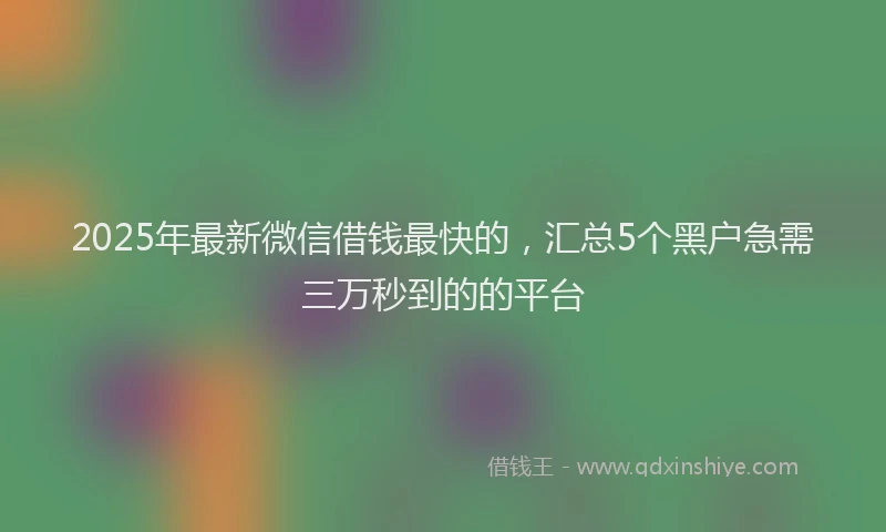 2025年最新微信借钱最快的，汇总5个黑户急需三万秒到的的平台