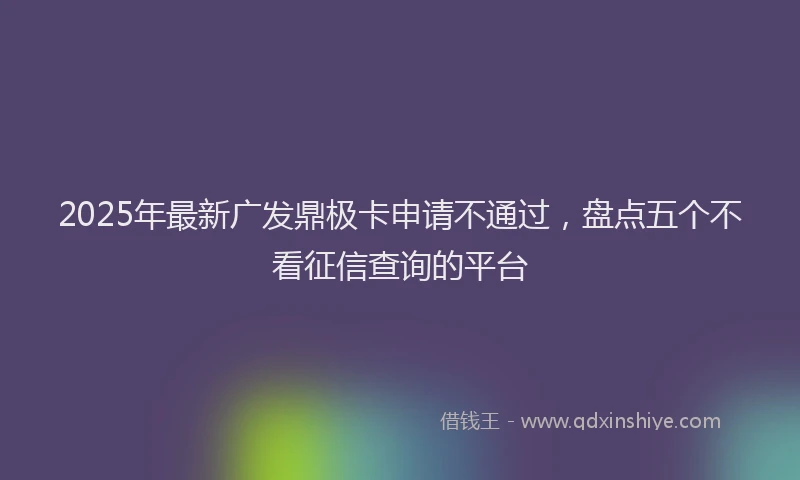 2025年最新广发鼎极卡申请不通过，盘点五个不看征信查询的平台