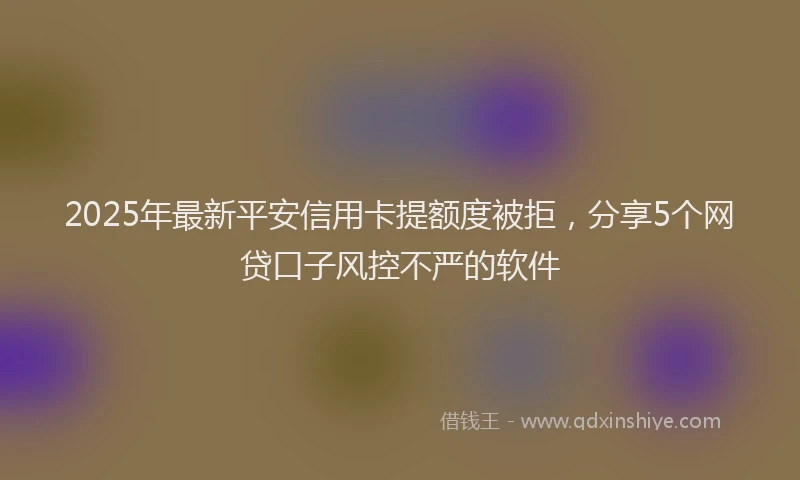2025年最新平安信用卡提额度被拒，分享5个网贷口子风控不严的软件