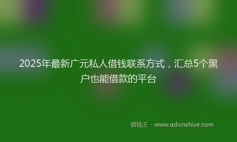 2025年最新广元私人借钱联系方式，汇总5个黑户也能借款的平台