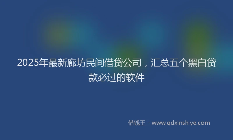 2025年最新廊坊民间借贷公司，汇总五个黑白贷款必过的软件