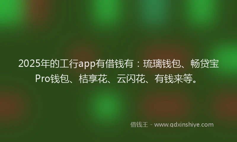 2025年的工行app有借钱有：琉璃钱包、畅贷宝Pro钱包、桔享花、云闪花、有钱来等。