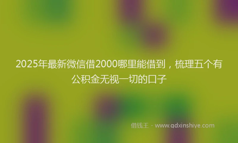 2025年最新微信借2000哪里能借到，梳理五个有公积金无视一切的口子