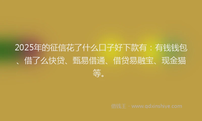 2025年的征信花了什么口子好下款有：有钱钱包、借了么快贷、甄易借通、借贷易融宝、现金猫等。