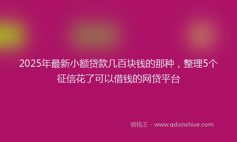 2025年最新小额贷款几百块钱的那种，整理5个征信花了可以借钱的网贷平台