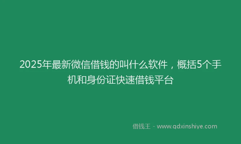 2025年最新微信借钱的叫什么软件，概括5个手机和身份证快速借钱平台