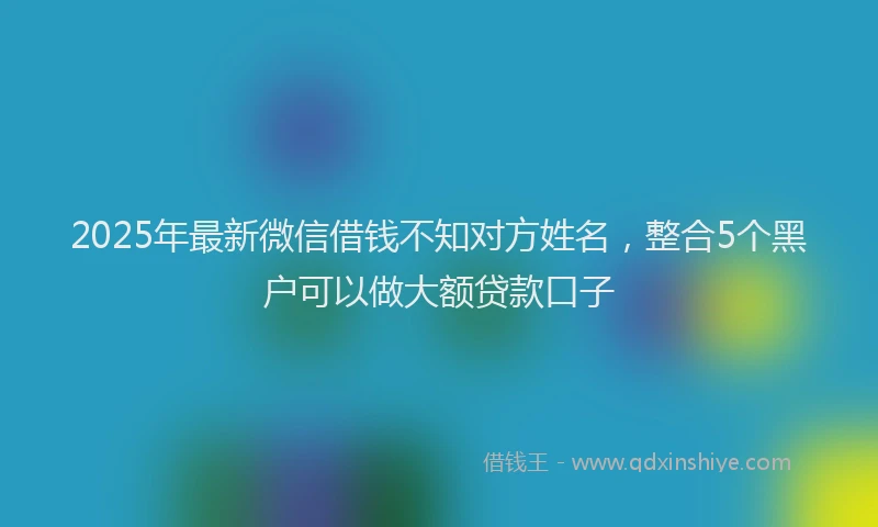 2025年最新微信借钱不知对方姓名，整合5个黑户可以做大额贷款口子