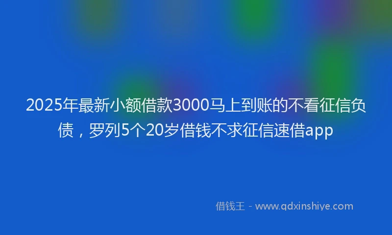 2025年最新小额借款3000马上到账的不看征信负债，罗列5个20岁借钱不求征信速借app