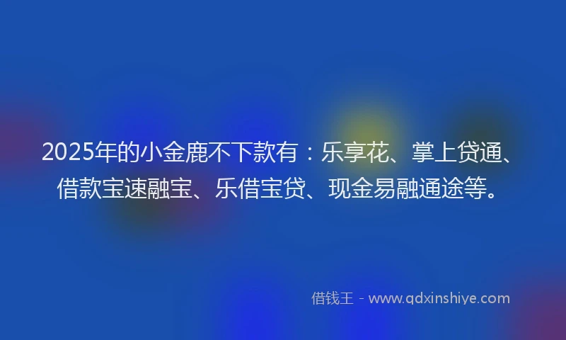2025年的小金鹿不下款有：乐享花、掌上贷通、借款宝速融宝、乐借宝贷、现金易融通途等。