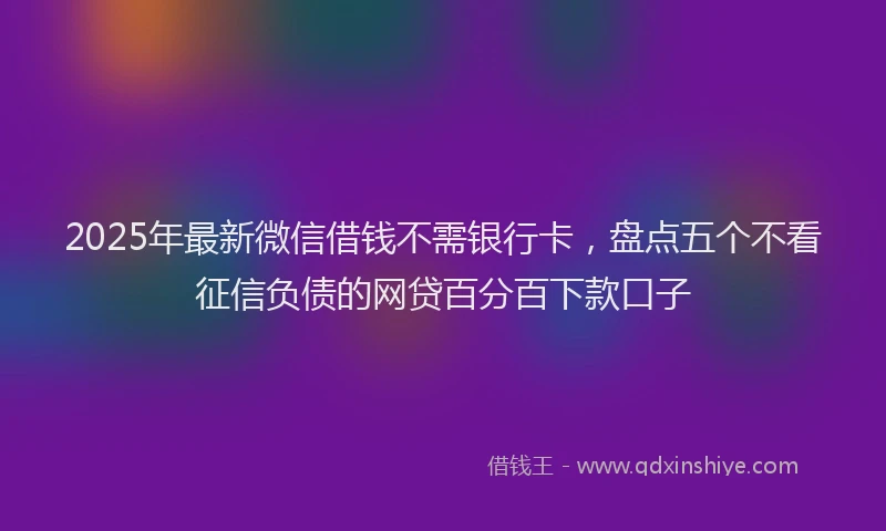 2025年最新微信借钱不需银行卡，盘点五个不看征信负债的网贷百分百下款口子