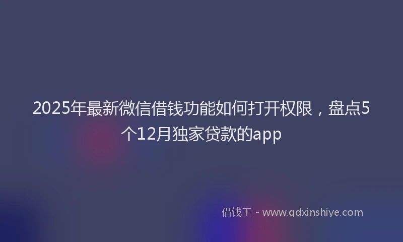 2025年最新微信借钱功能如何打开权限，盘点5个12月独家贷款的app