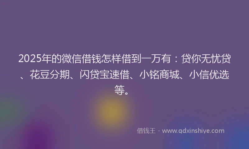 2025年的微信借钱怎样借到一万有：贷你无忧贷、花豆分期、闪贷宝速借、小铭商城、小信优选等。