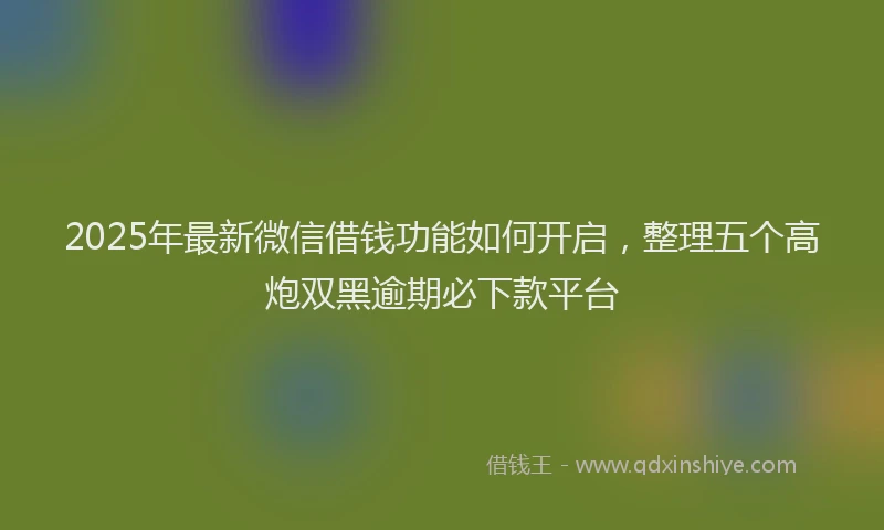 2025年最新微信借钱功能如何开启，整理五个高炮双黑逾期必下款平台