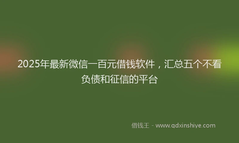 2025年最新微信一百元借钱软件，汇总五个不看负债和征信的平台