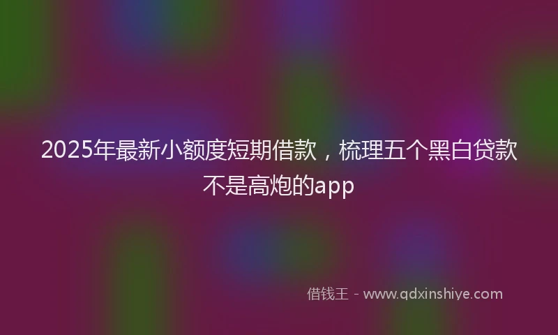 2025年最新小额度短期借款，梳理五个黑白贷款不是高炮的app