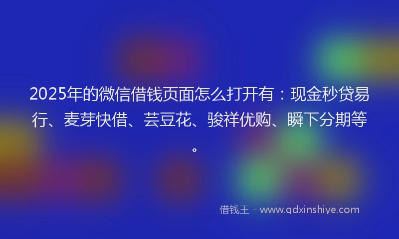2025年的微信借钱页面怎么打开有：现金秒贷易行、麦芽快借、芸豆花、骏祥优购、瞬下分期等。