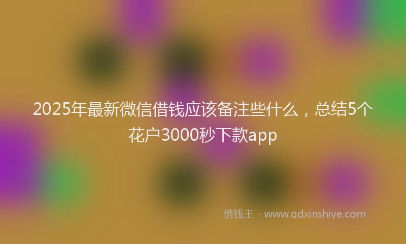 2025年最新微信借钱应该备注些什么，总结5个花户3000秒下款app