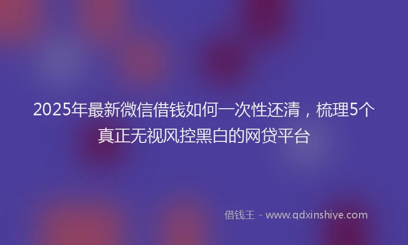 2025年最新微信借钱如何一次性还清，梳理5个真正无视风控黑白的网贷平台