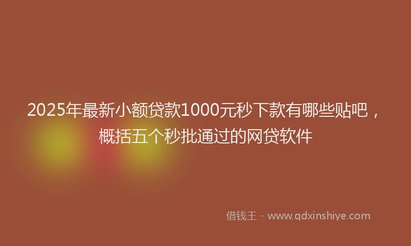 2025年最新小额贷款1000元秒下款有哪些贴吧，概括五个秒批通过的网贷软件