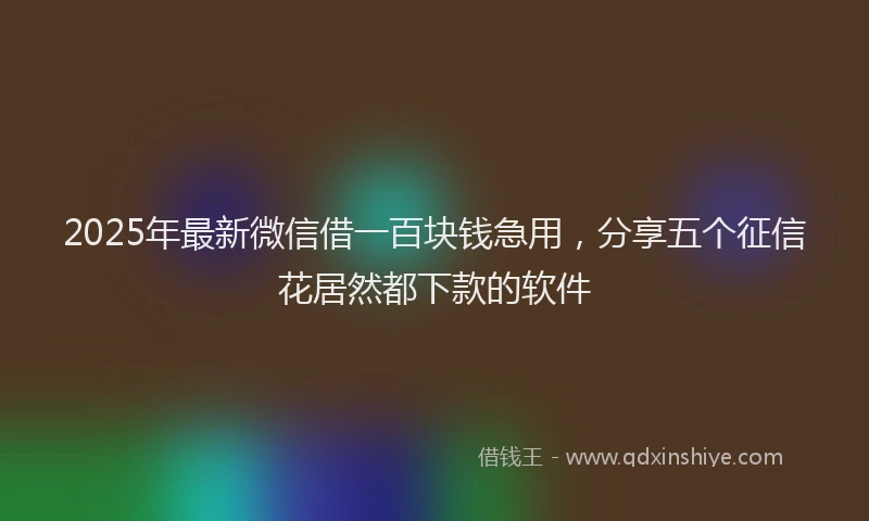 2025年最新微信借一百块钱急用，分享五个征信花居然都下款的软件