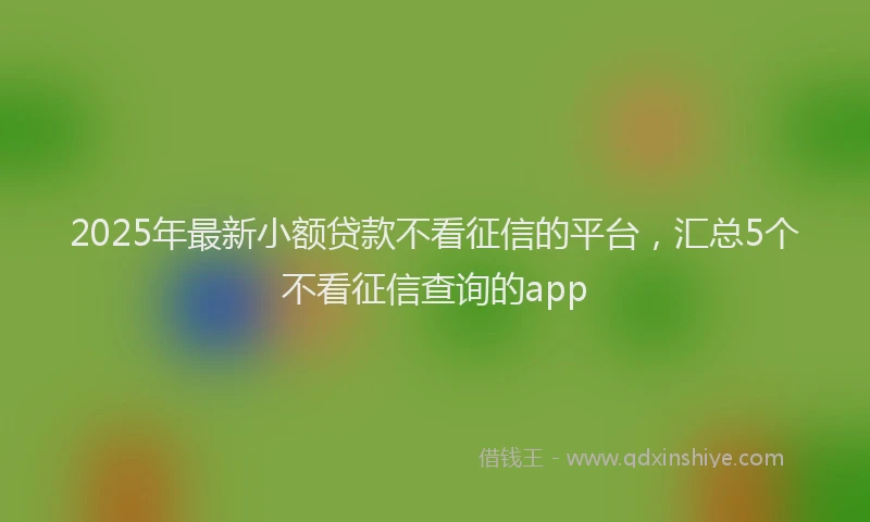 2025年最新小额贷款不看征信的平台，汇总5个不看征信查询的app